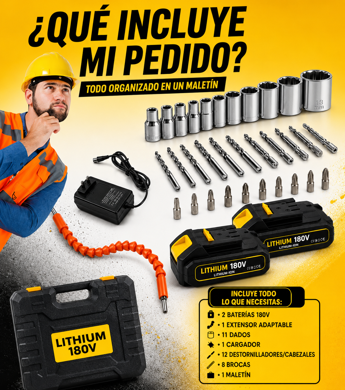 Taladro Percutor Inalámbrico 180V Profesional